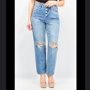 Blank NYC blue distress the madison crop jean pants women’s size 28